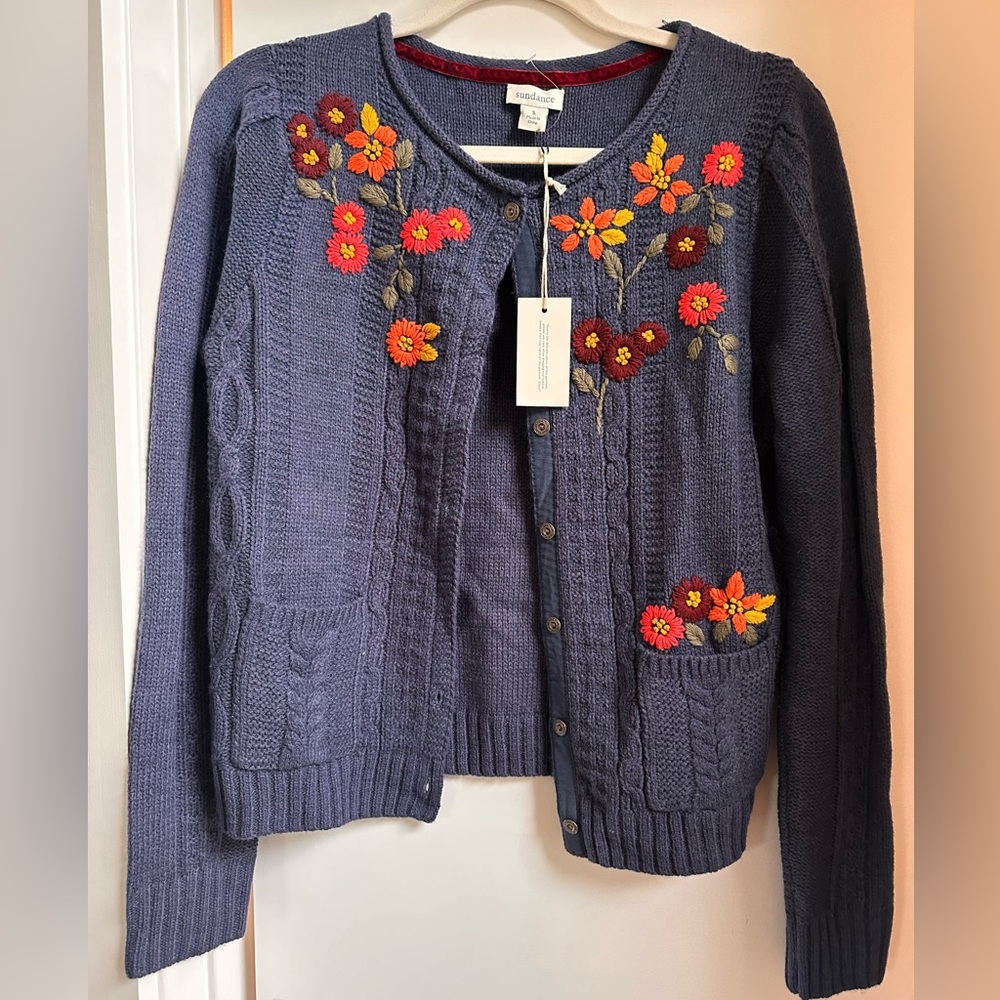 Sundance lambswool and poly blend blue sweater - never worn.